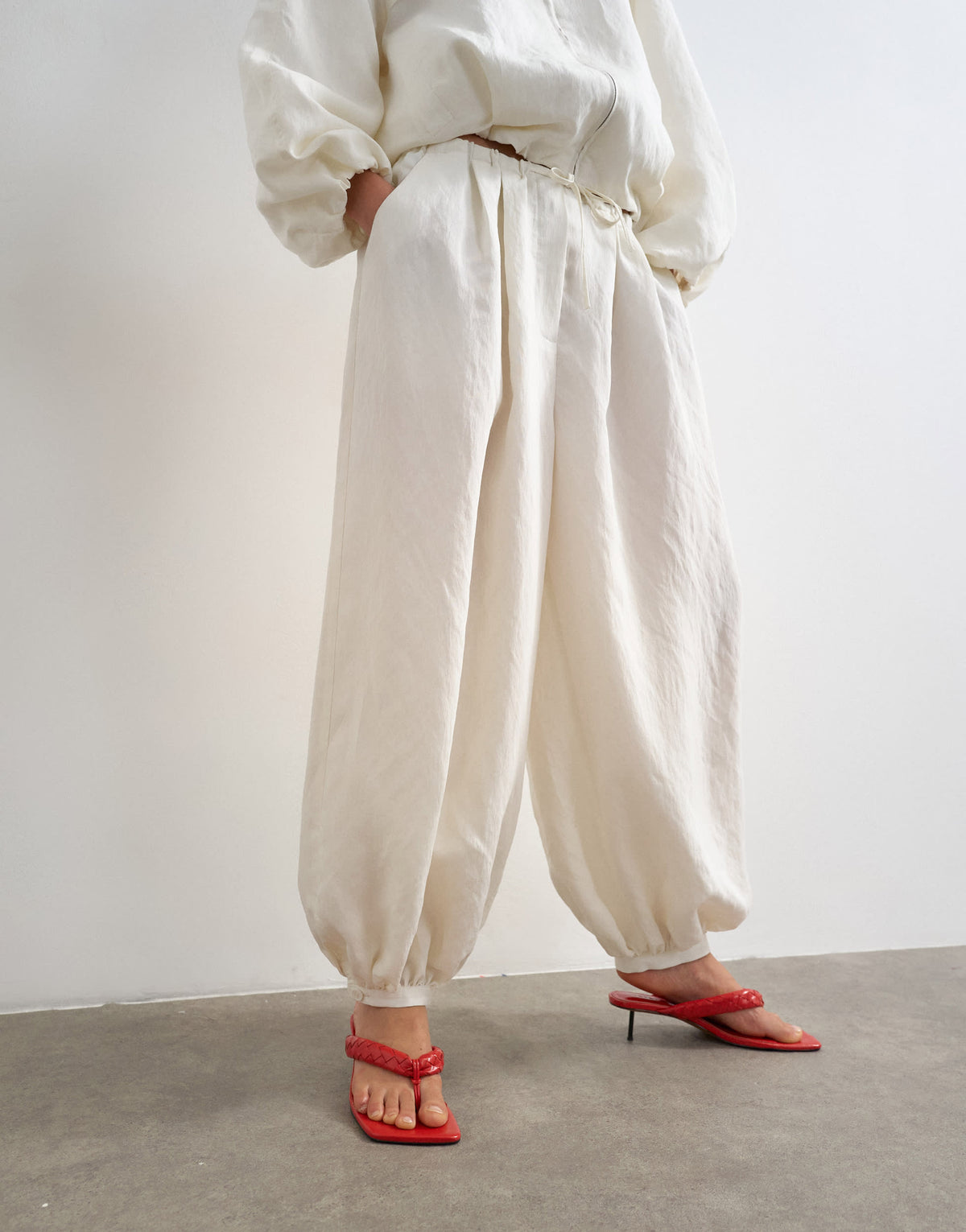 Topshop co ord modal balloon trouser in ecru