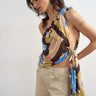 Topshop printed knot detail one shoulder top in multi