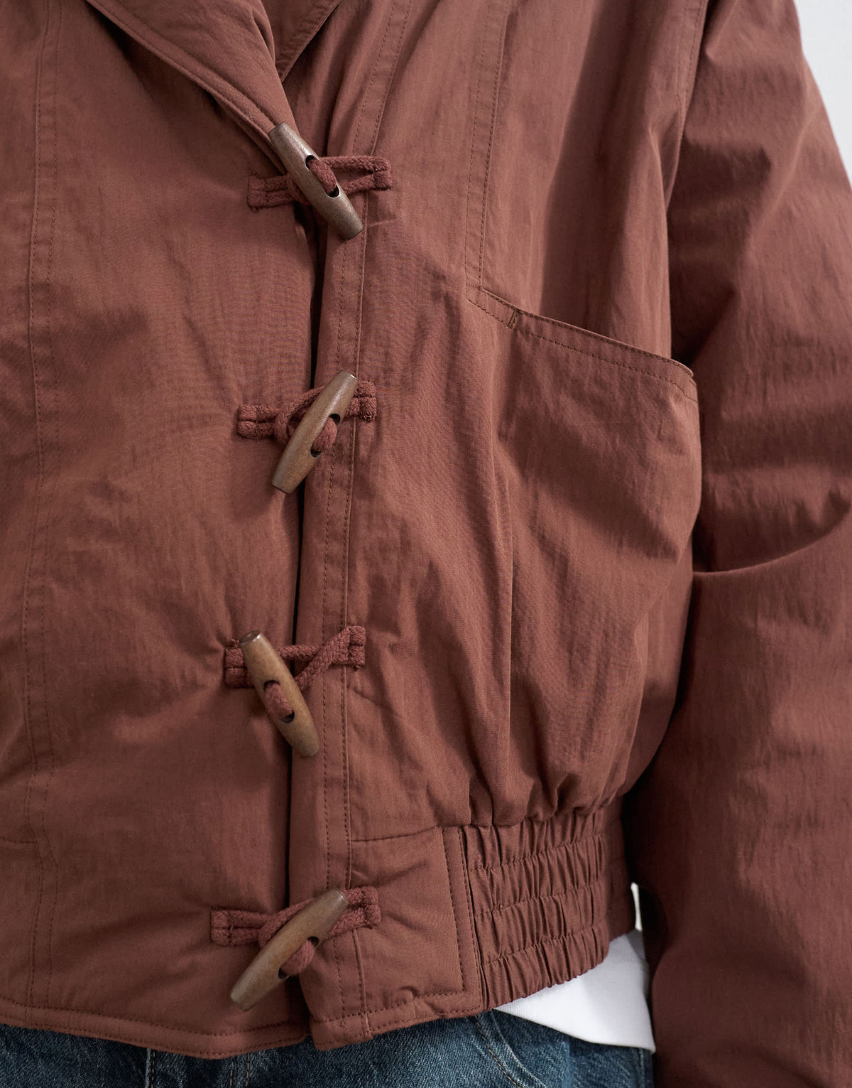 Topshop shawl collar toggle detail hybrid puffer in brown