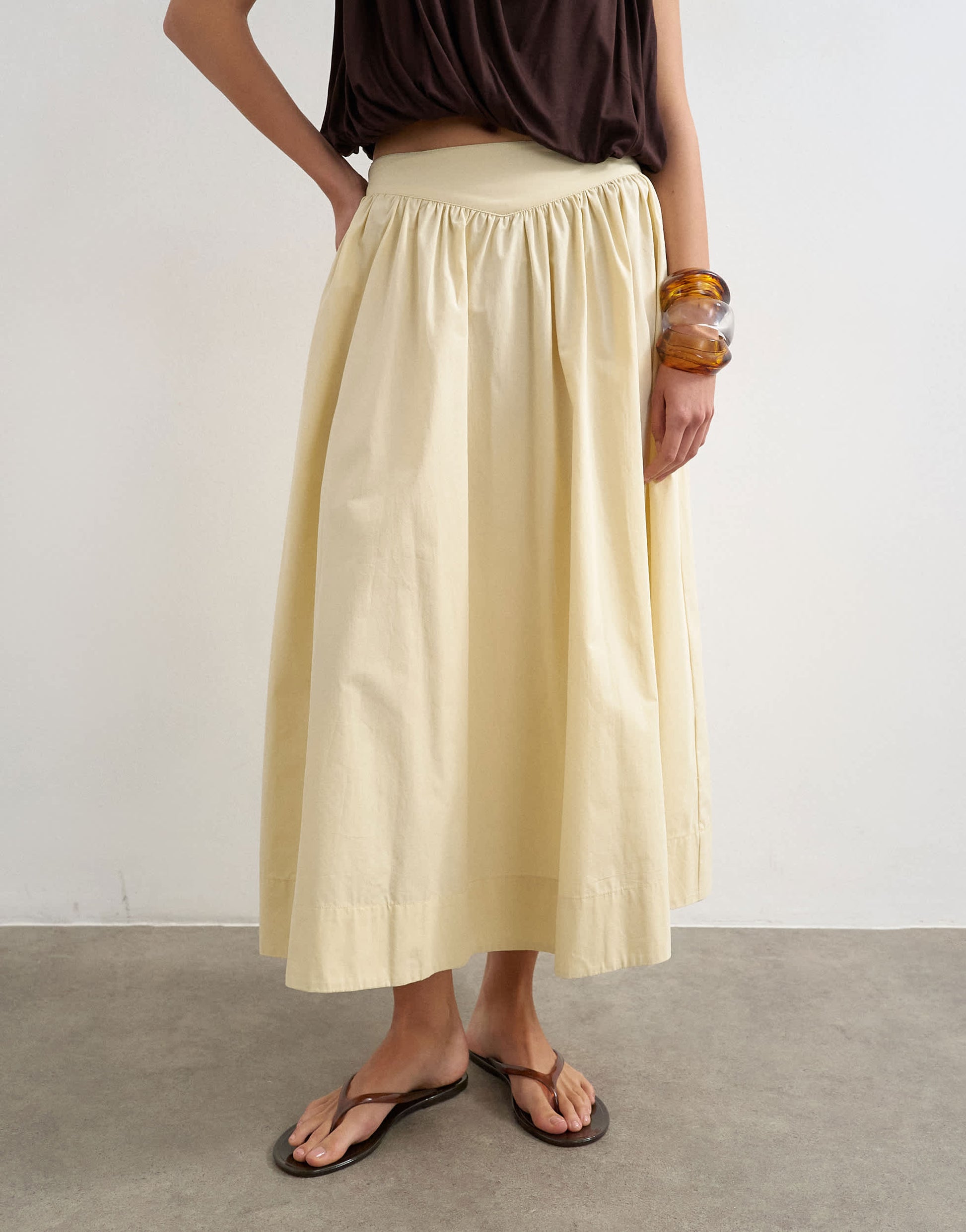 Topshop drop waist saloon maxi skirt in cream
