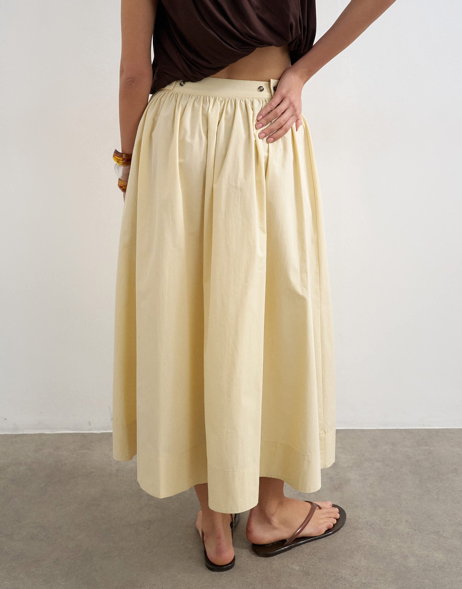 Topshop drop waist saloon maxi skirt in cream