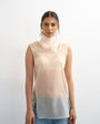 Topshop organza collapsed funnel neck top in oyster