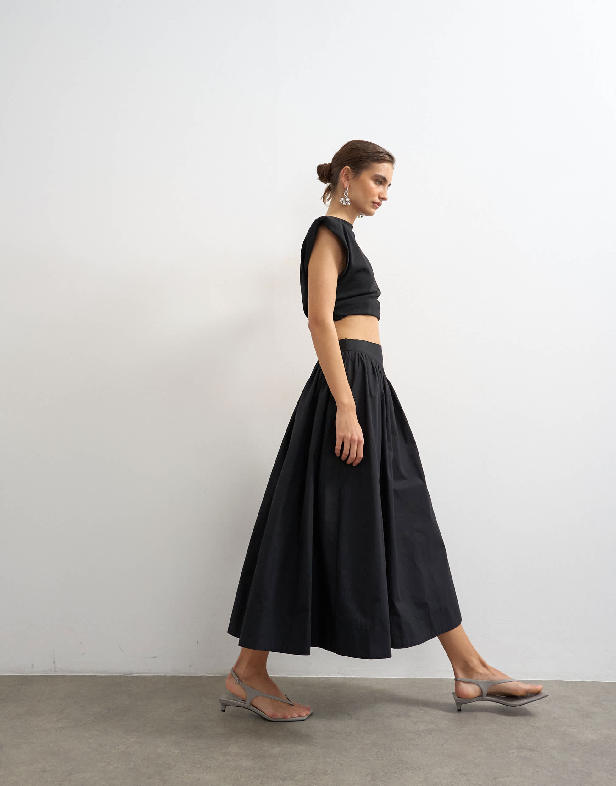 Topshop drop waist saloon maxi skirt in black