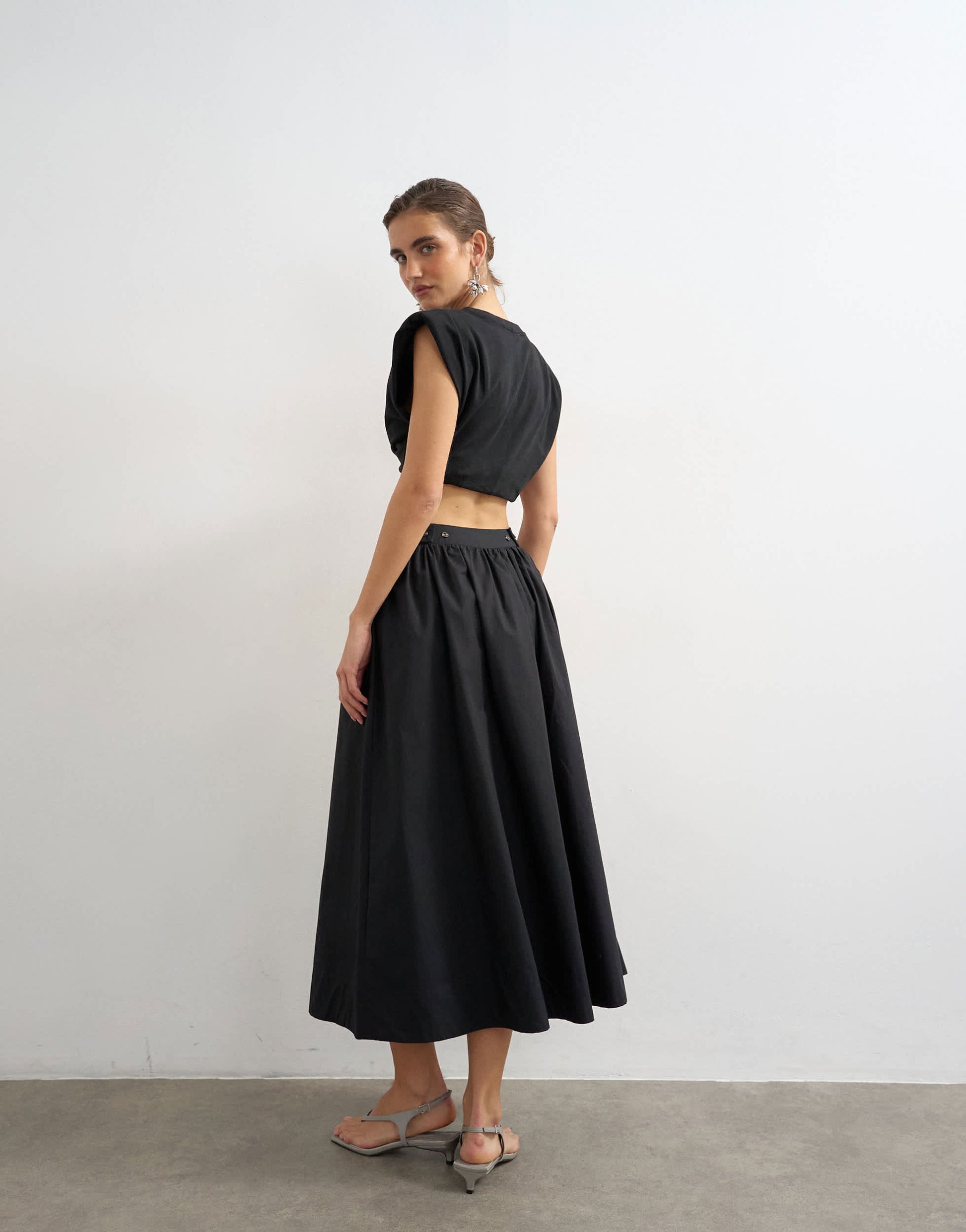 Topshop drop waist saloon maxi skirt in black