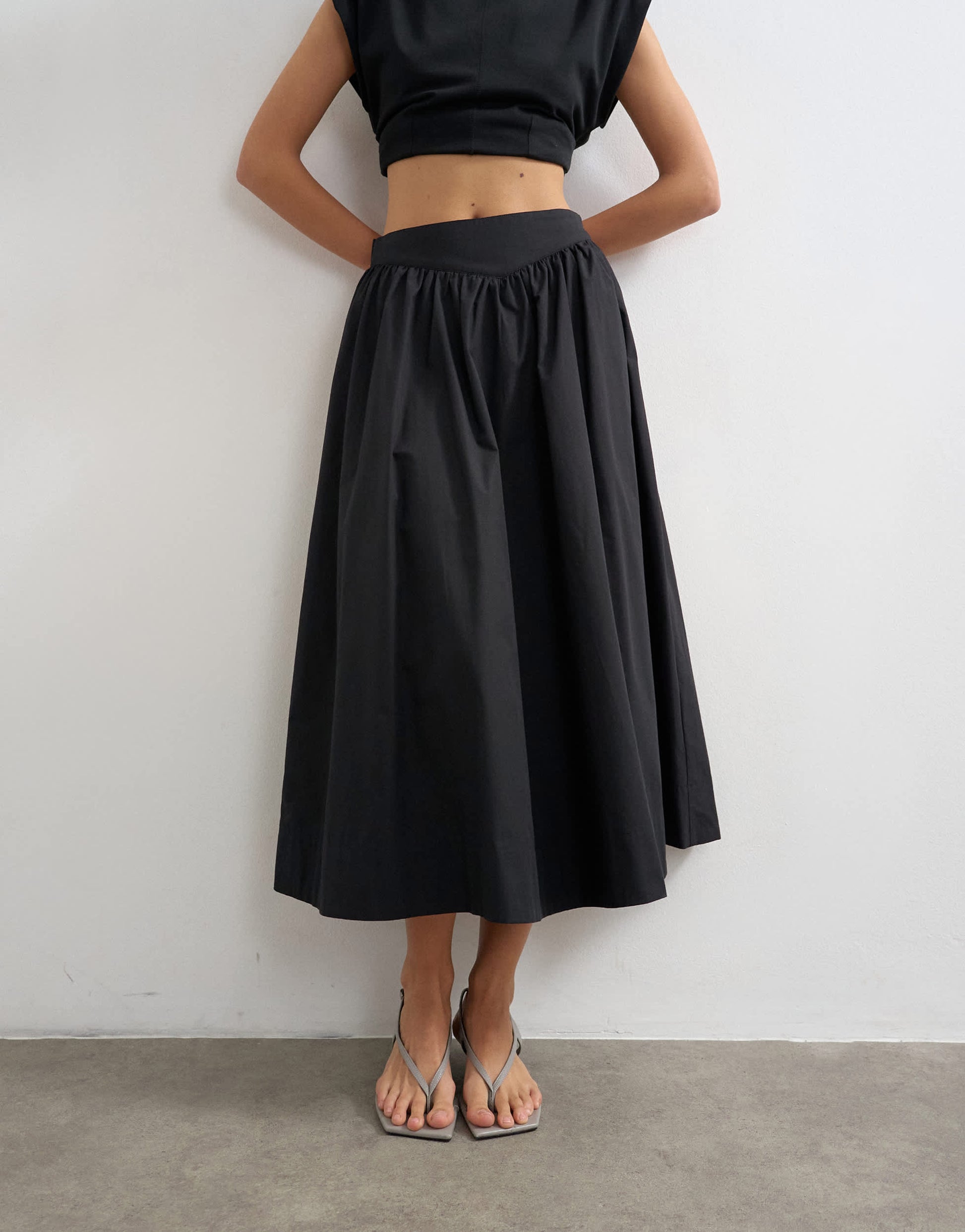 Topshop drop waist saloon maxi skirt in black