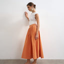 Topshop Maxirock mit tiefer Taille im Saloon-Stil in Rostrot