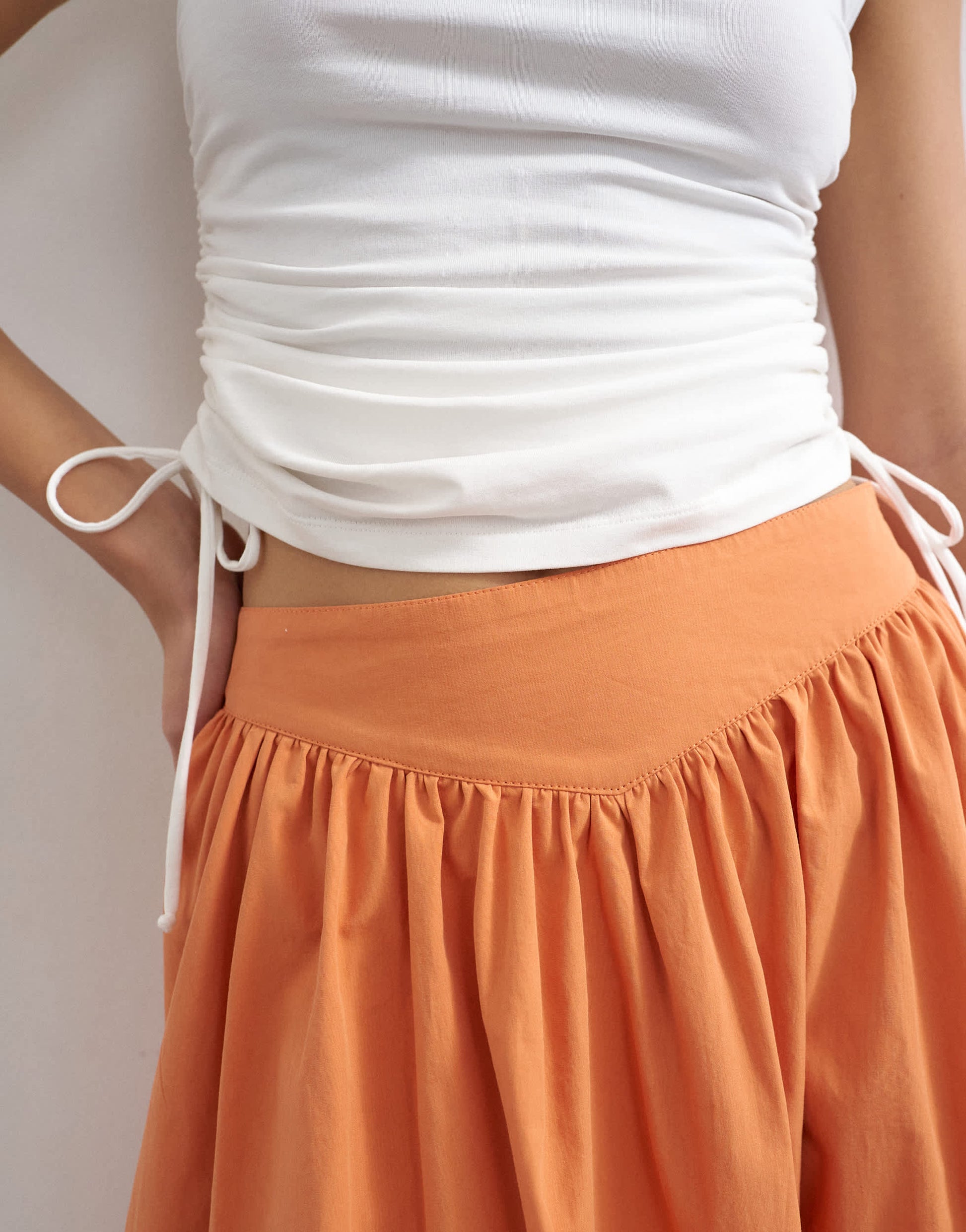 Topshop drop waist saloon maxi skirt in rust