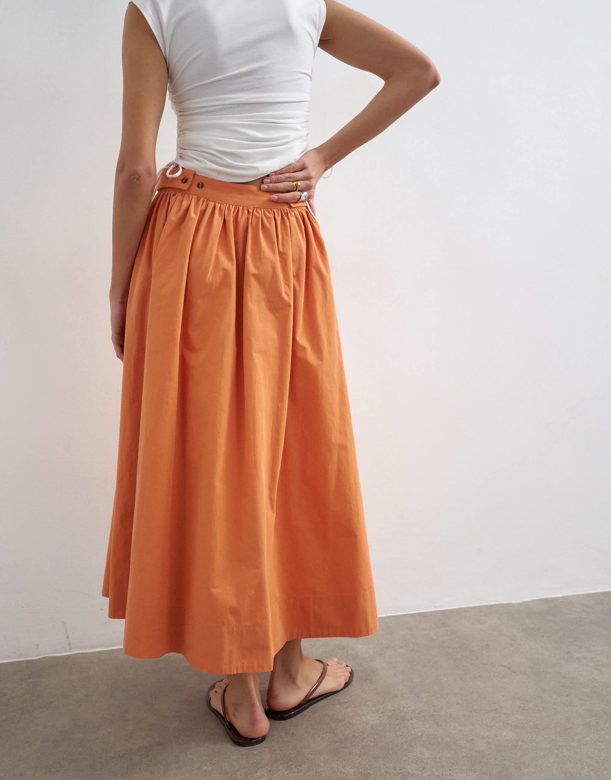 Topshop drop waist saloon maxi skirt in rust