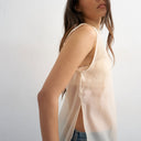 Topshop longline sheer organza tunic in oyster