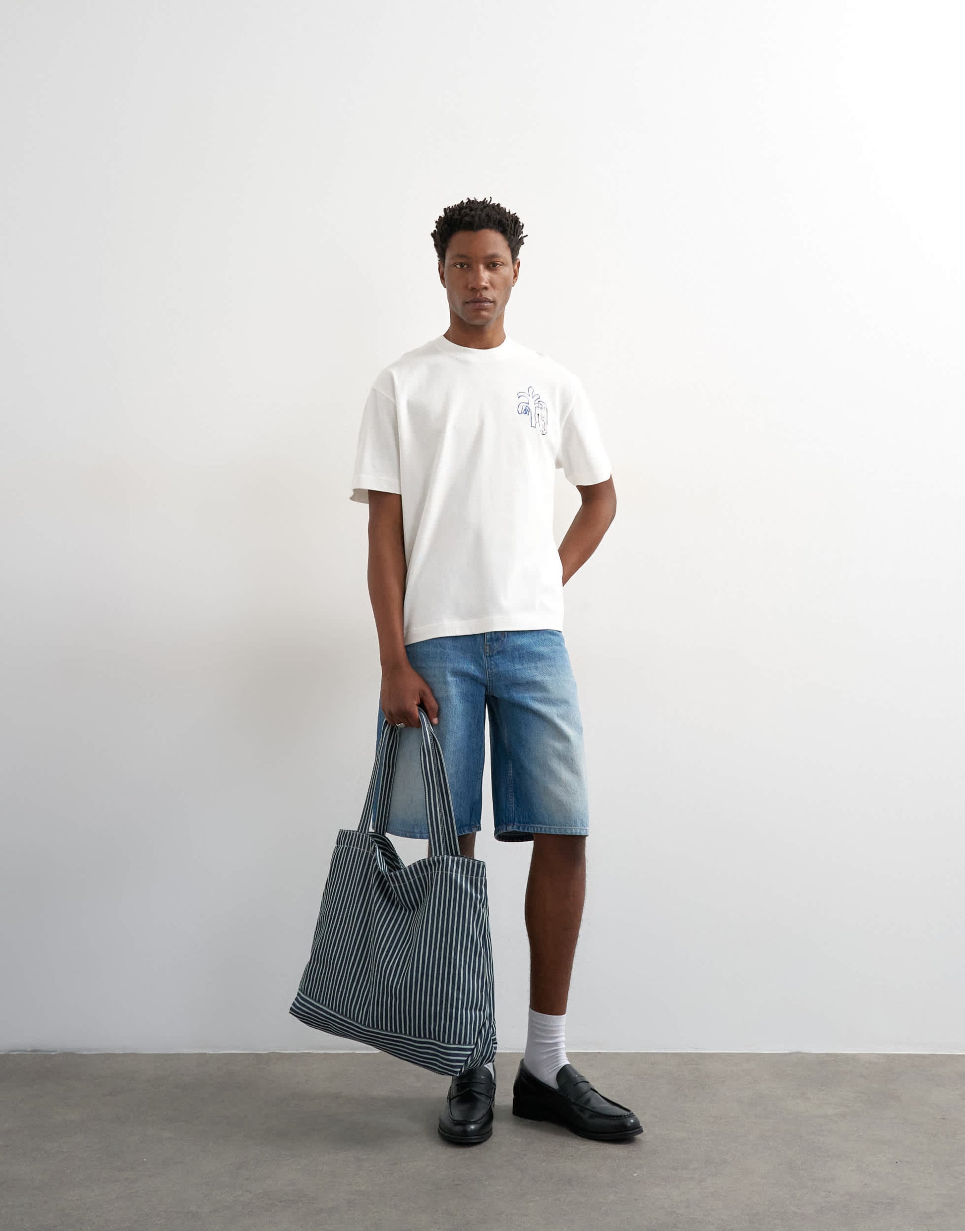 Topman relaxed fit t-shirt with magique front and back embroidery in ecru