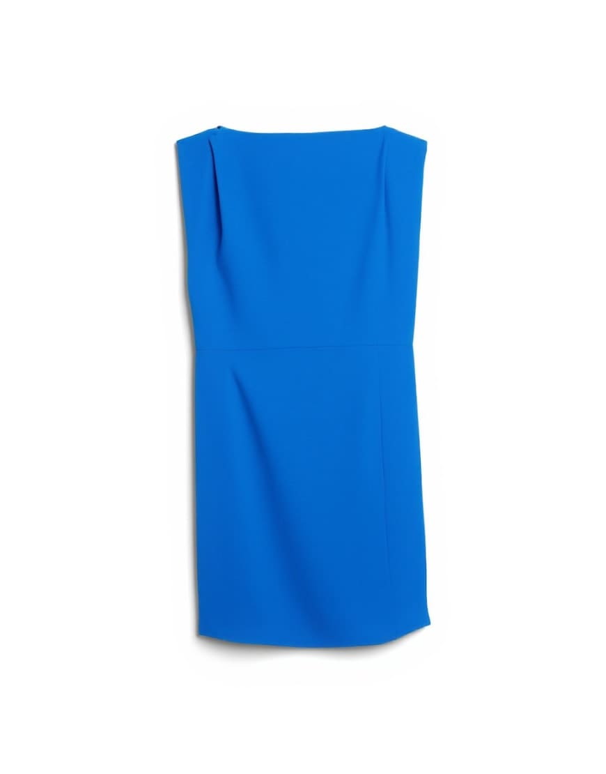 Topshop linen rich exaggerated shoulder mini dress in cobalt