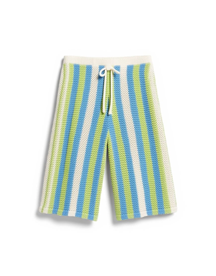 Topshop knitted mix stripe co-ord longline jort in green and blue multi