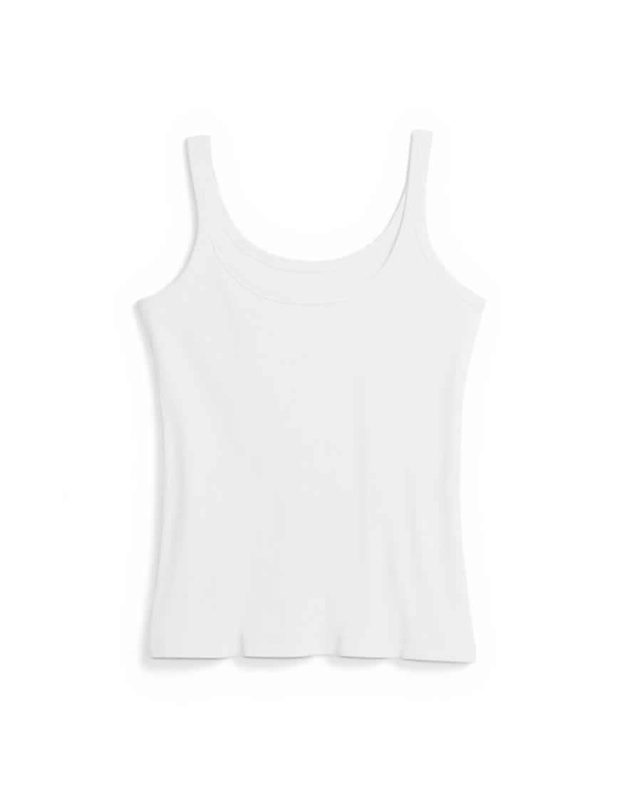 Topshop skinny strap scoop rib vest in white