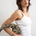 Topshop skinny strap scoop rib vest in white