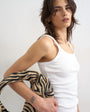 Topshop skinny strap scoop rib vest in white
