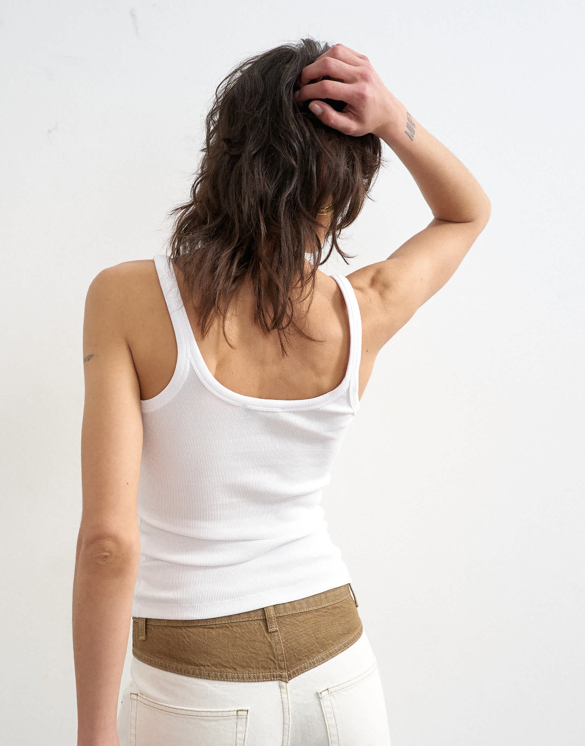 Topshop skinny strap scoop rib vest in white