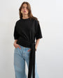 Topshop wrap waist tie detail top in black