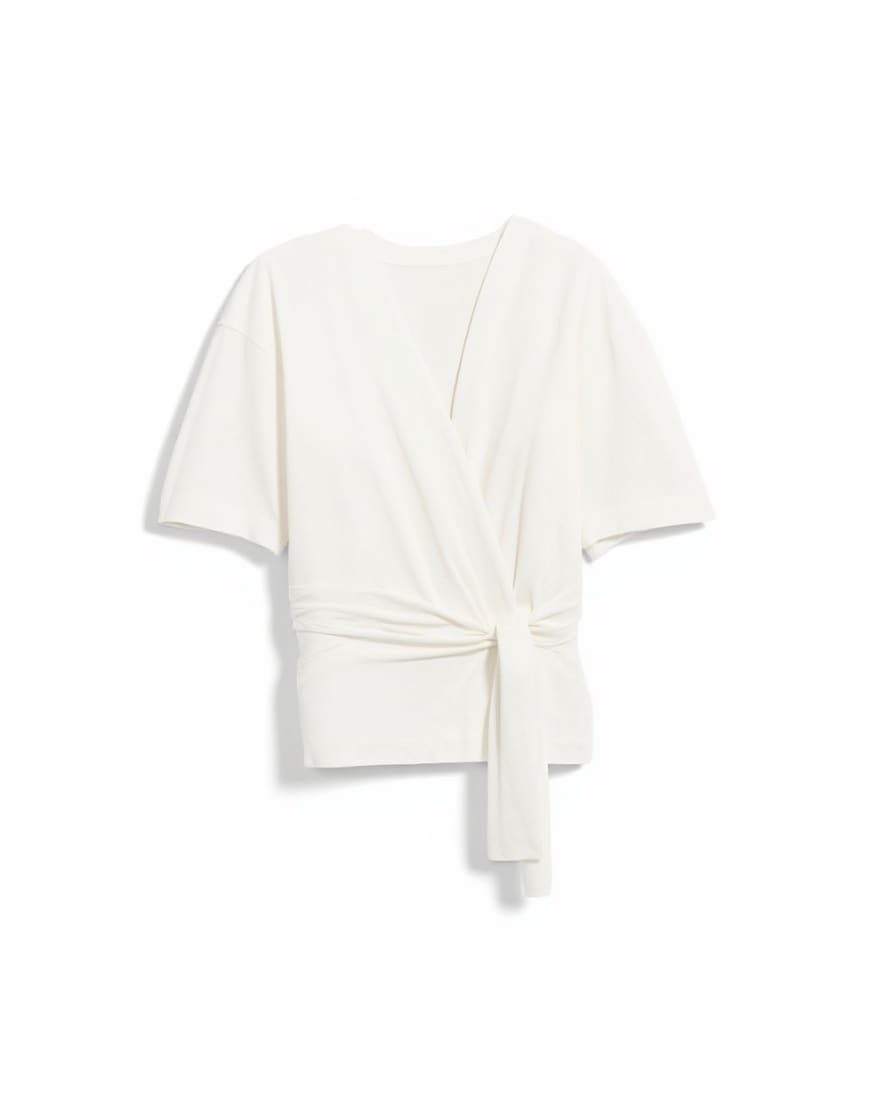 Topshop wrap waist tie detail top in ivory