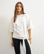 Topshop wrap waist tie detail top in ivory