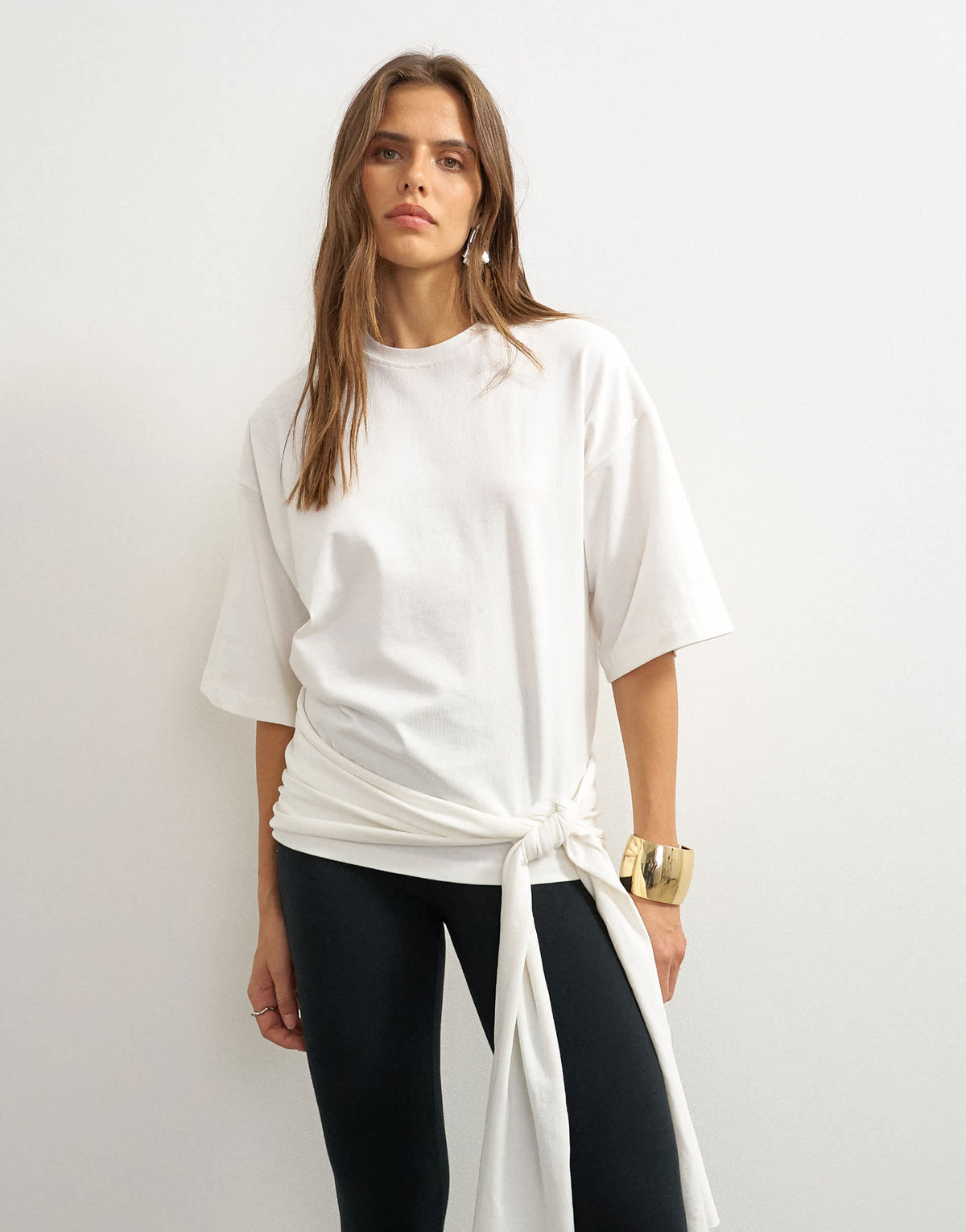 Topshop wrap waist tie detail top in ivory