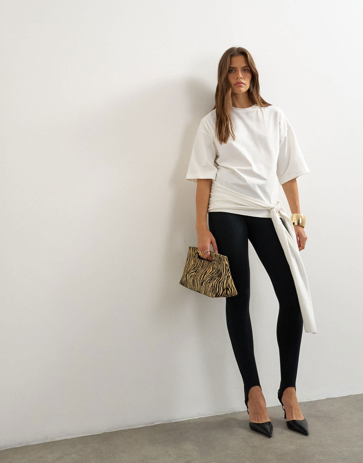 Topshop wrap waist tie detail top in ivory