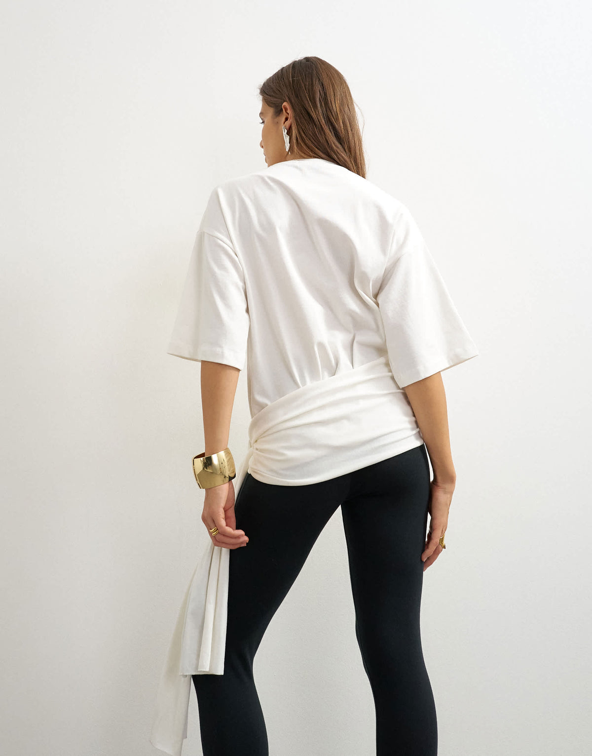 Topshop wrap waist tie detail top in ivory