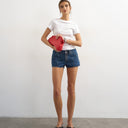Topshop denim button fly knicker short rich blue