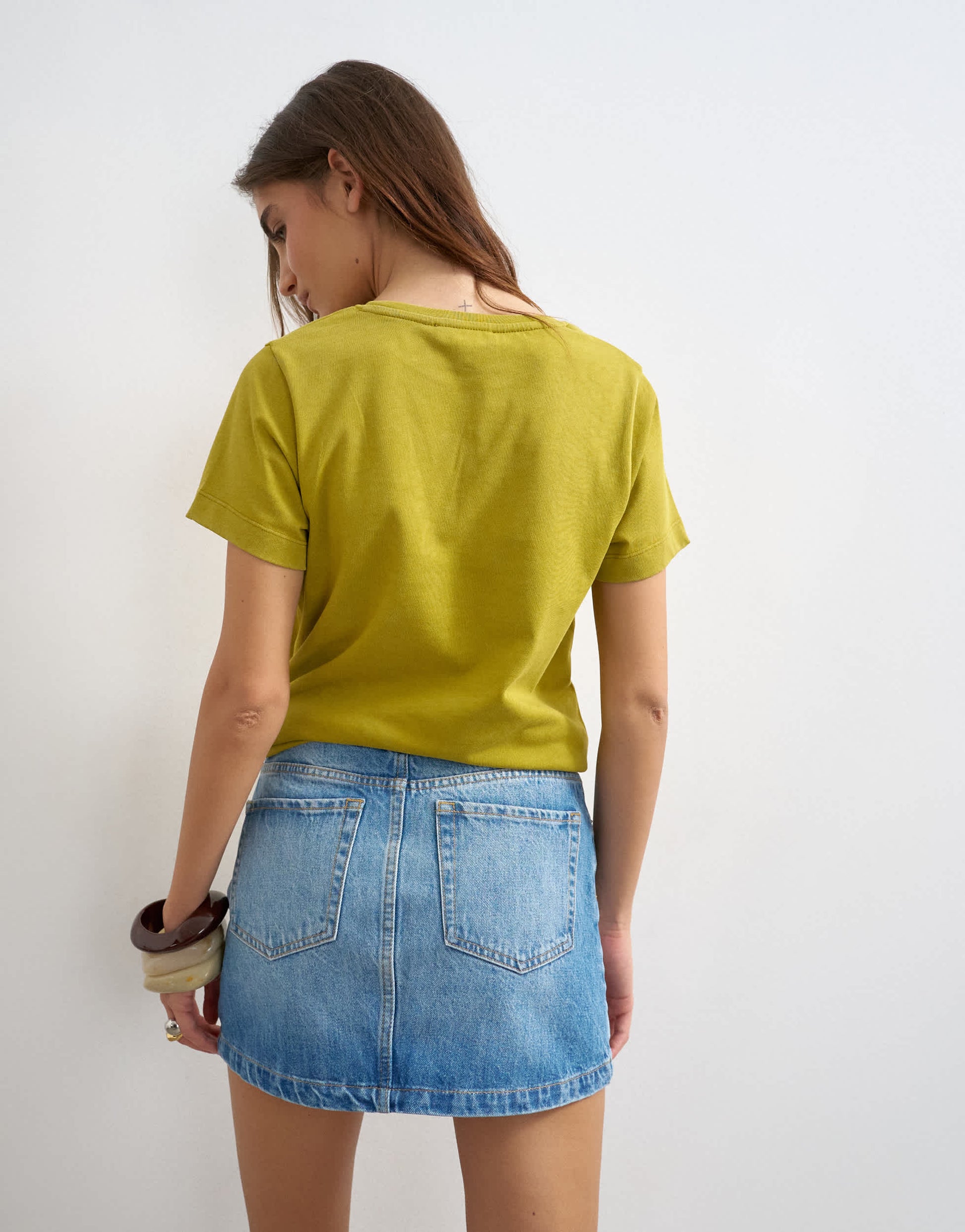 Topshop denim pelmet skirt in bleach