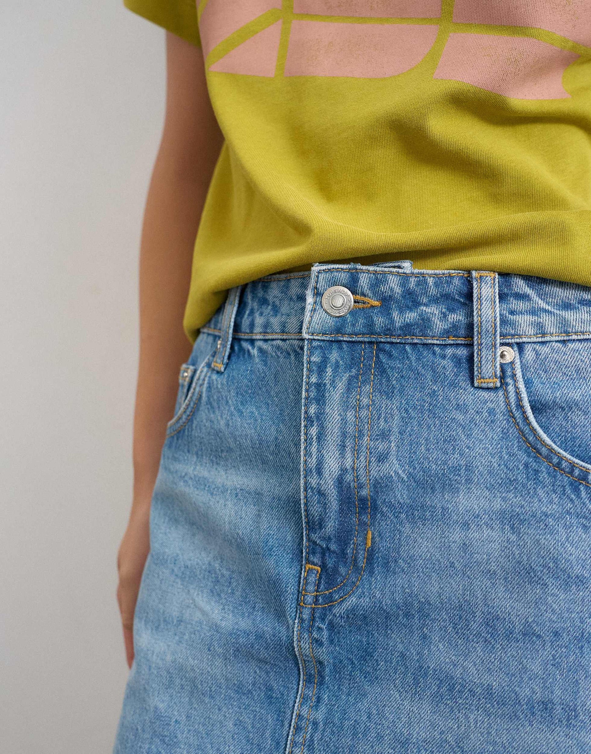 Topshop denim pelmet skirt in bleach