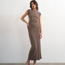 Topshop soft touch double layer cupro cut out maxi in khaki