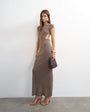 Topshop soft touch double layer cupro cut out maxi dress in khaki