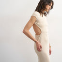 Topshop soft touch double layer cupro cut out maxi in beige