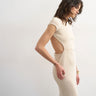 Topshop soft touch double layer cupro cut out maxi in beige