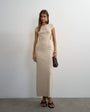 Topshop soft touch double layer cupro cut out maxi dress in beige