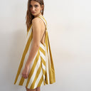 Topshop poplin halter deep hem mini trapeze dress in mustard contrast stripe