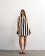 Topshop poplin halter deep hem mini trapeze dress in mono stripe