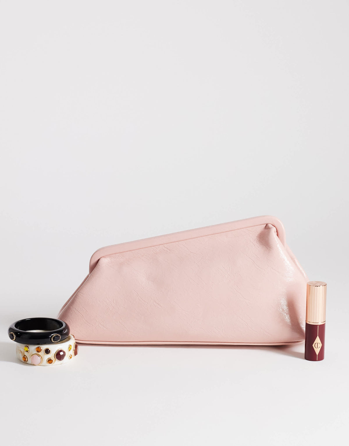 Topshop anna medium angular clutch bag in pink