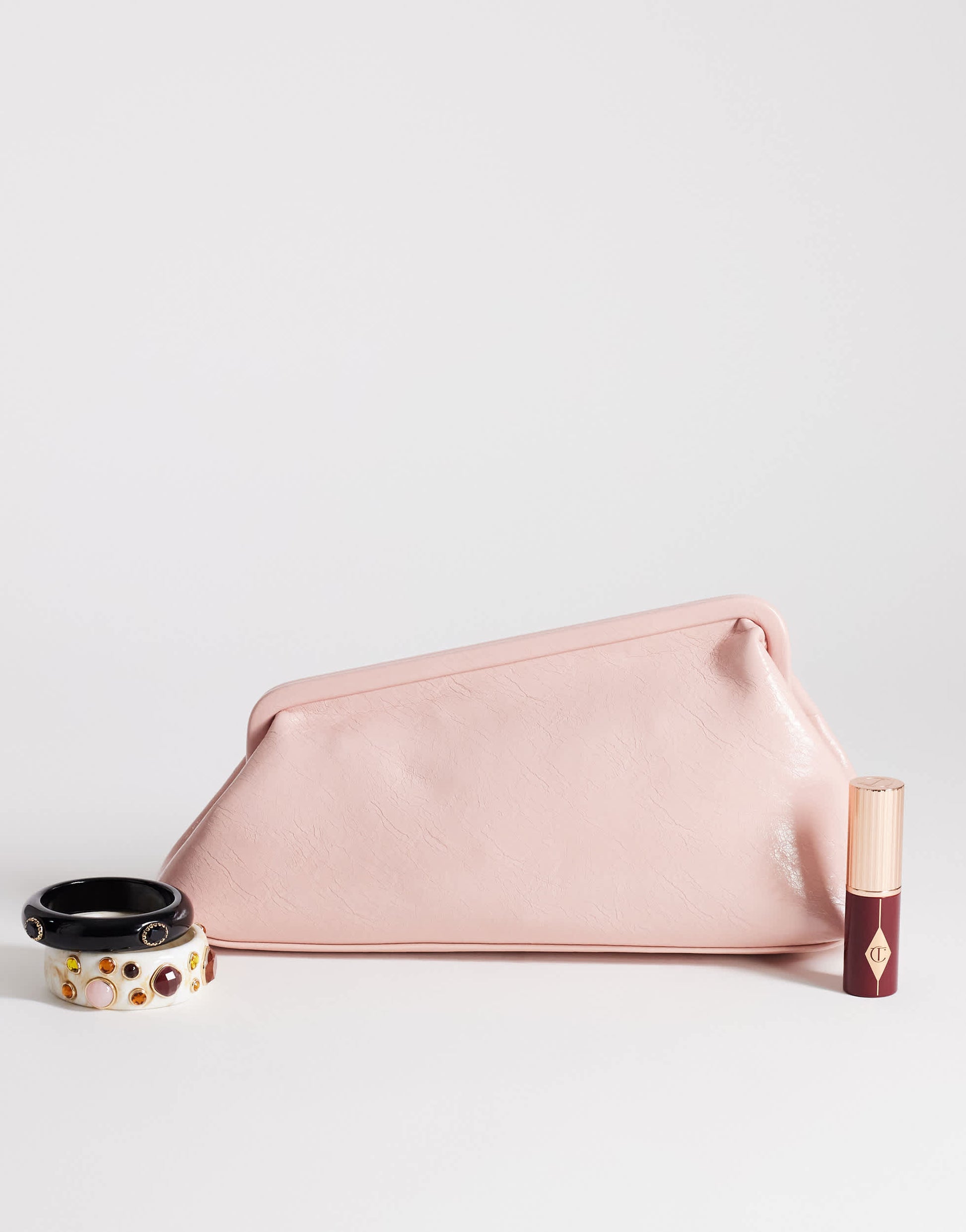 Topshop anna medium angular clutch bag in pink