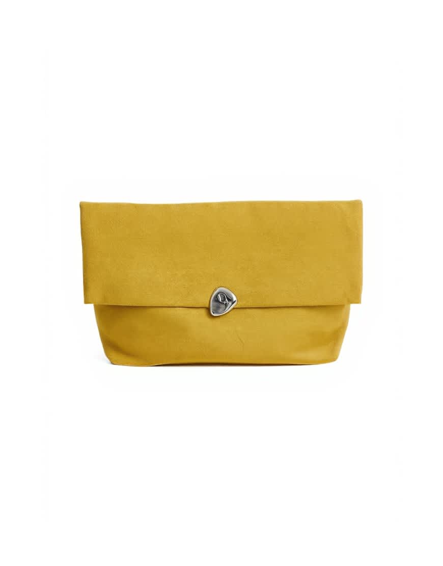Topshop Gaia oversized suedette folded clutch bag with hardware in olive