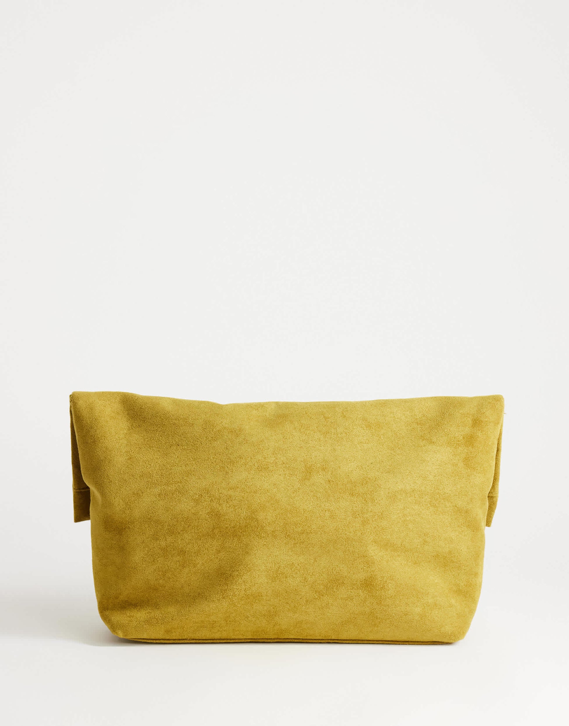 Topshop Gaia oversized suedette folded clutch bag with hardware in olive