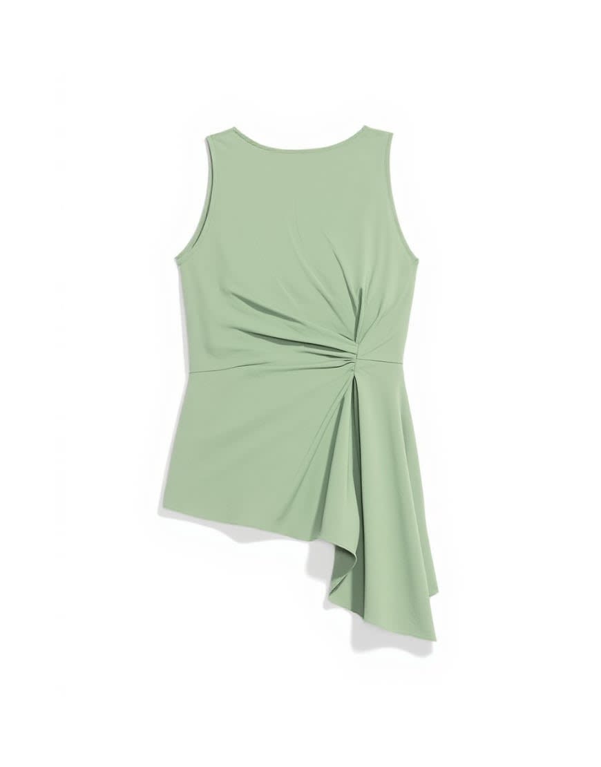 Topshop tuck side asym hem top in sage