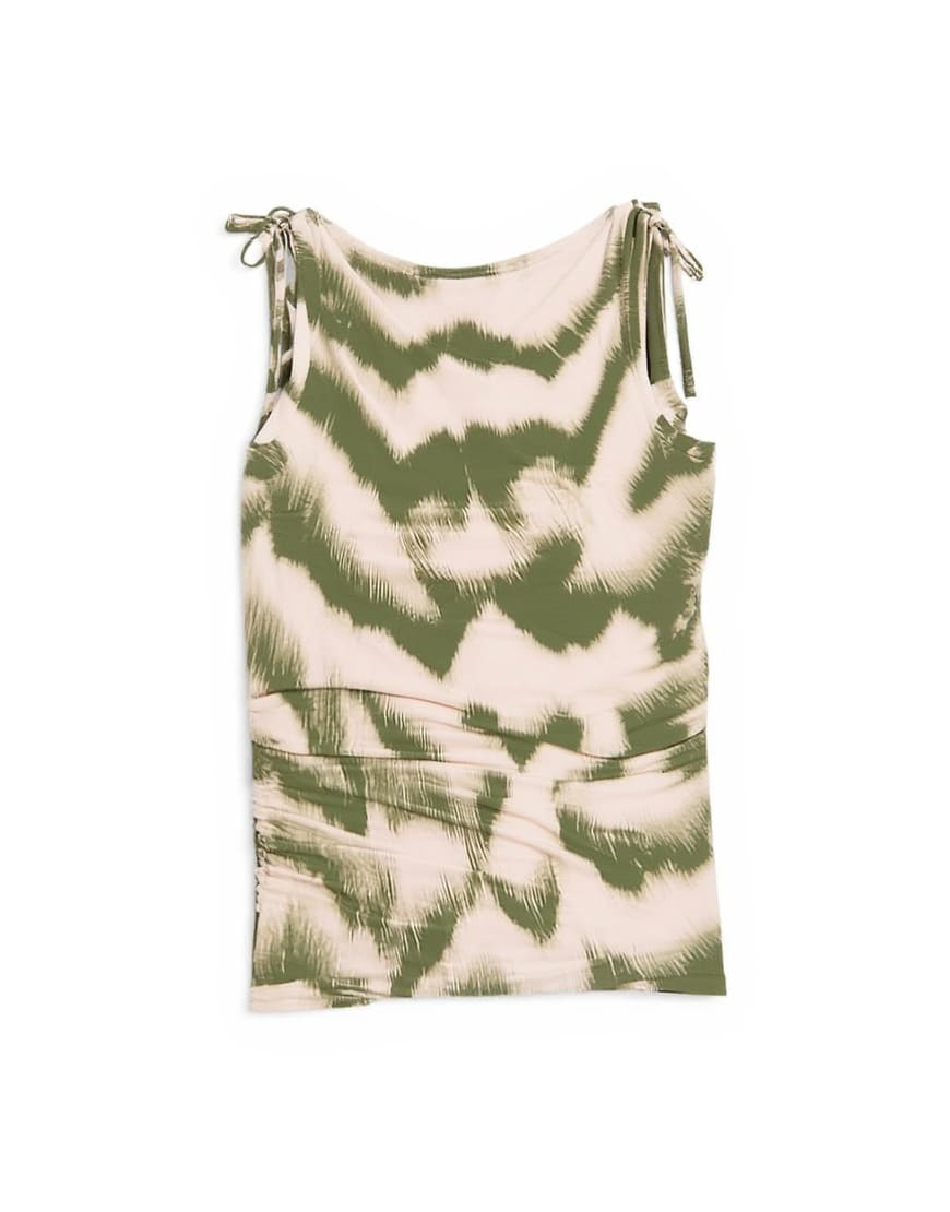 Topshop zebra print microfibre ruched shoulder tank in green