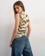 Topshop zebra print microfibre ruched shoulder tank in green