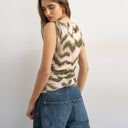 Topshop zebra print microfibre ruched shoulder tank in green