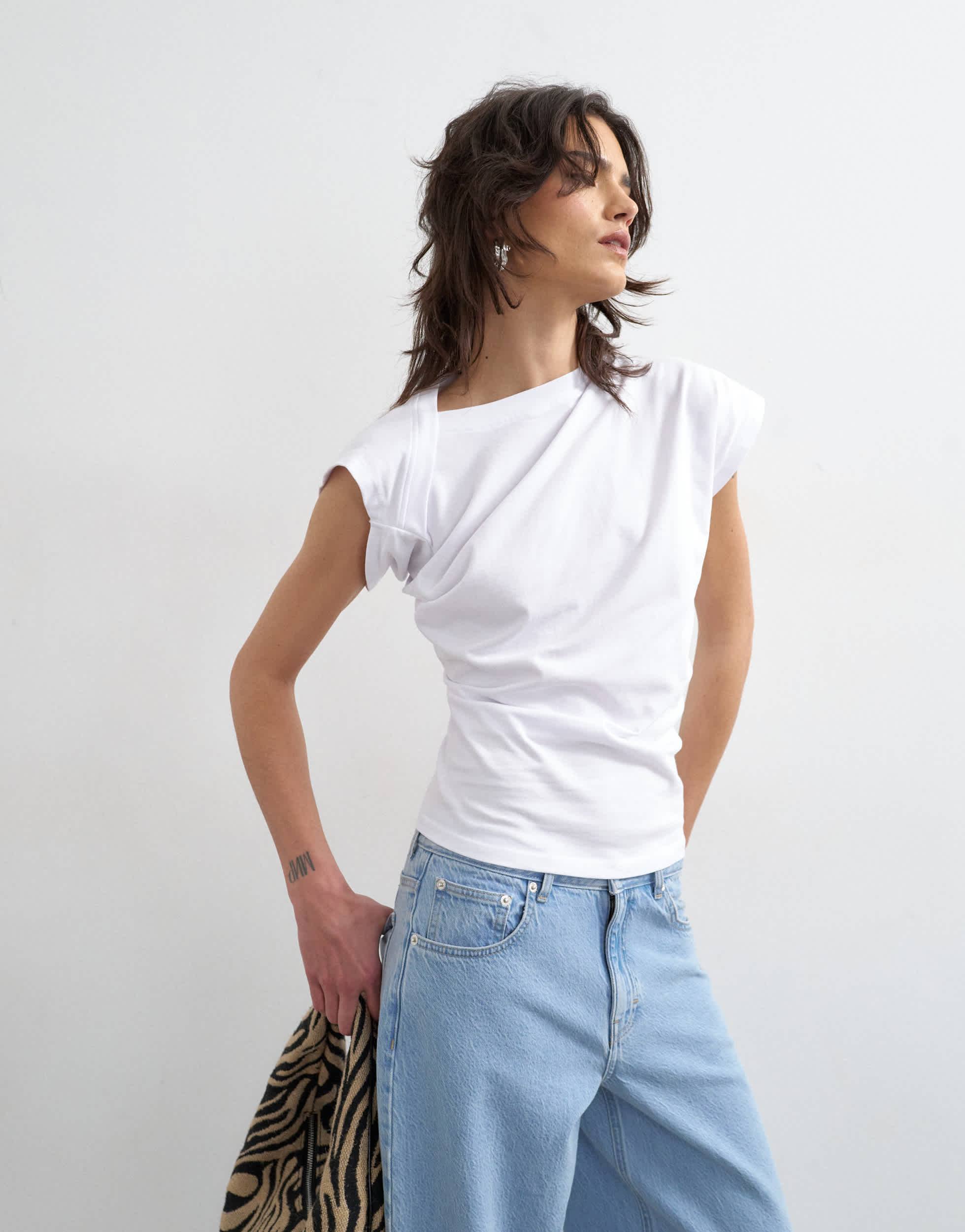 Topshop twist body top in white