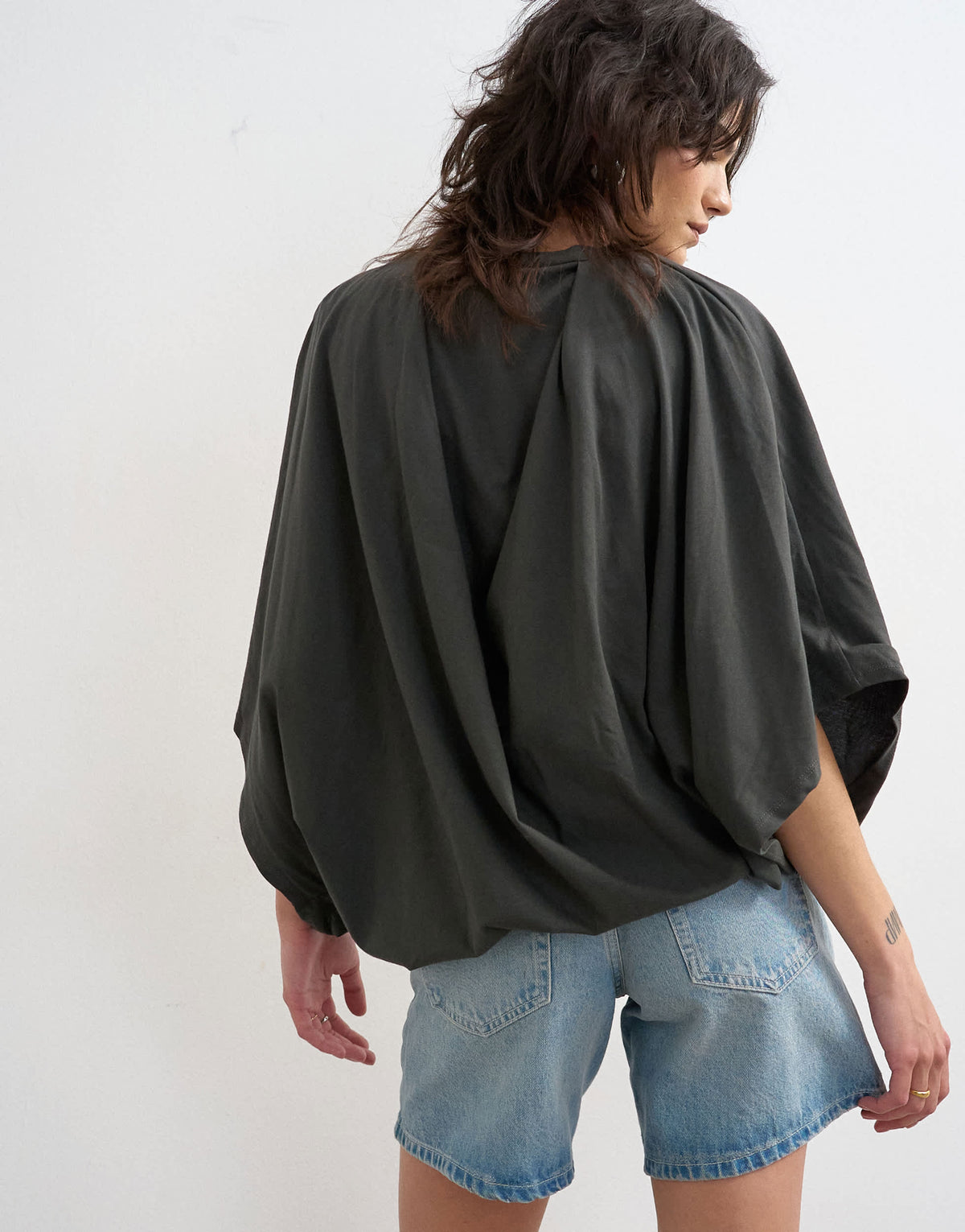 Topshop cape draped tee in charcoal