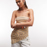 Topshop stripe bandeau ruched side asymmetric hem in yellow