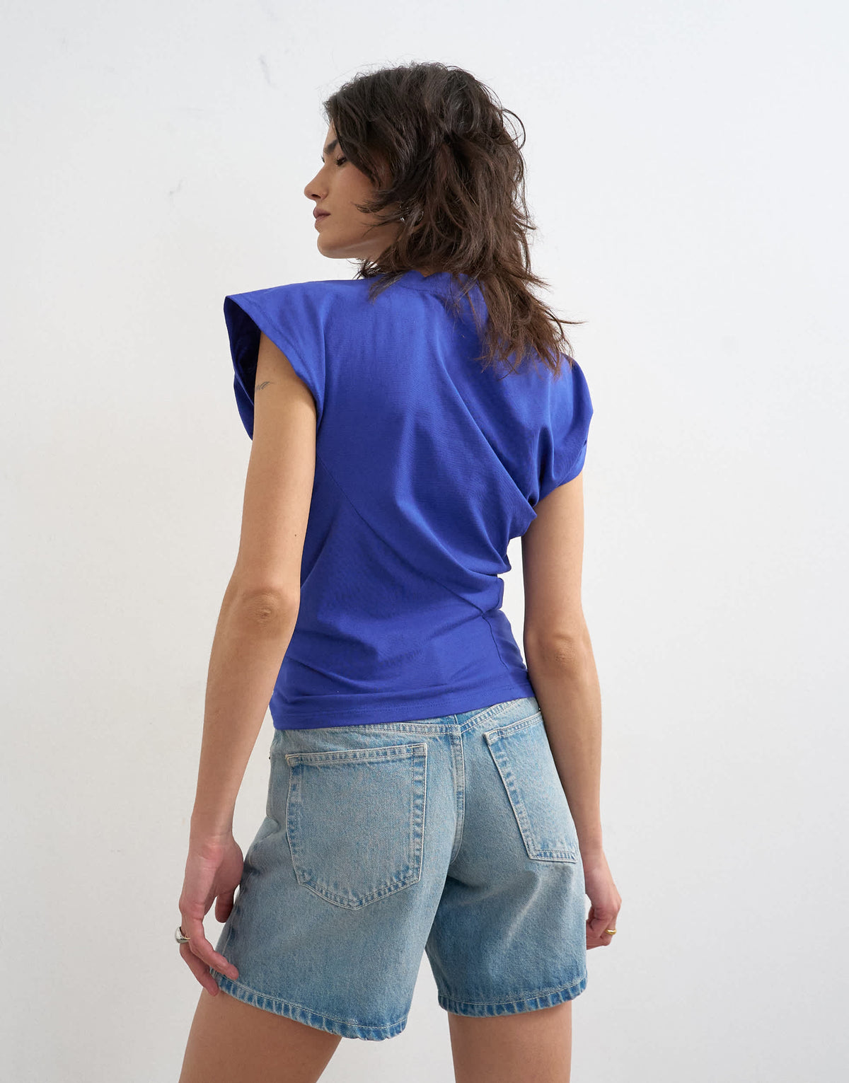 Topshop twist body top in cobalt blue