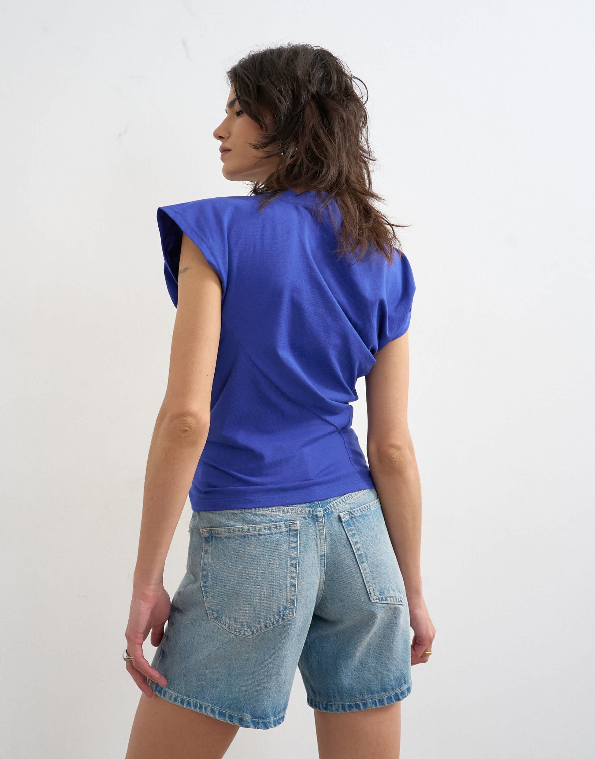 Topshop twist body top in cobalt blue