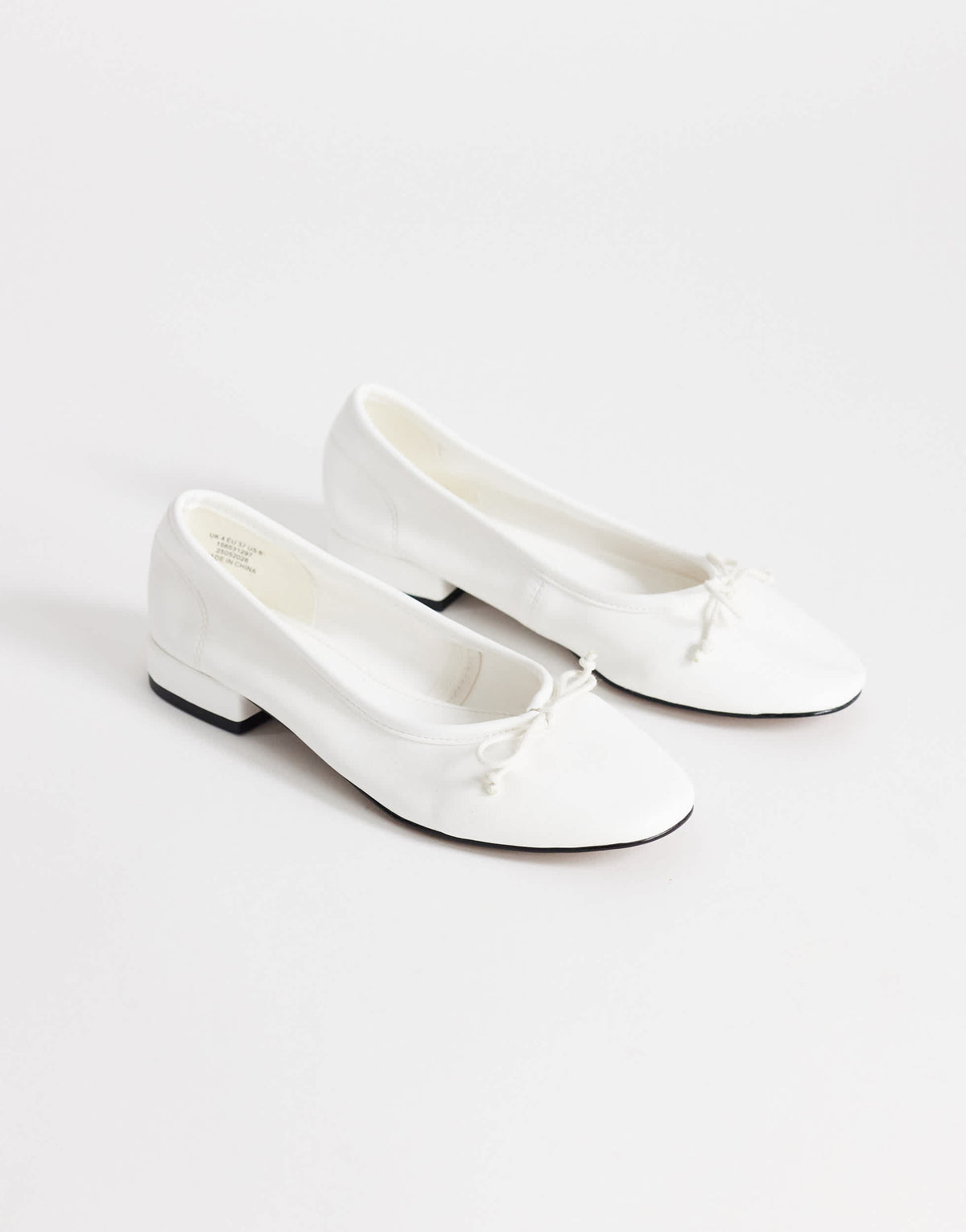 Topshop Dottie block heel ballet shoe in white